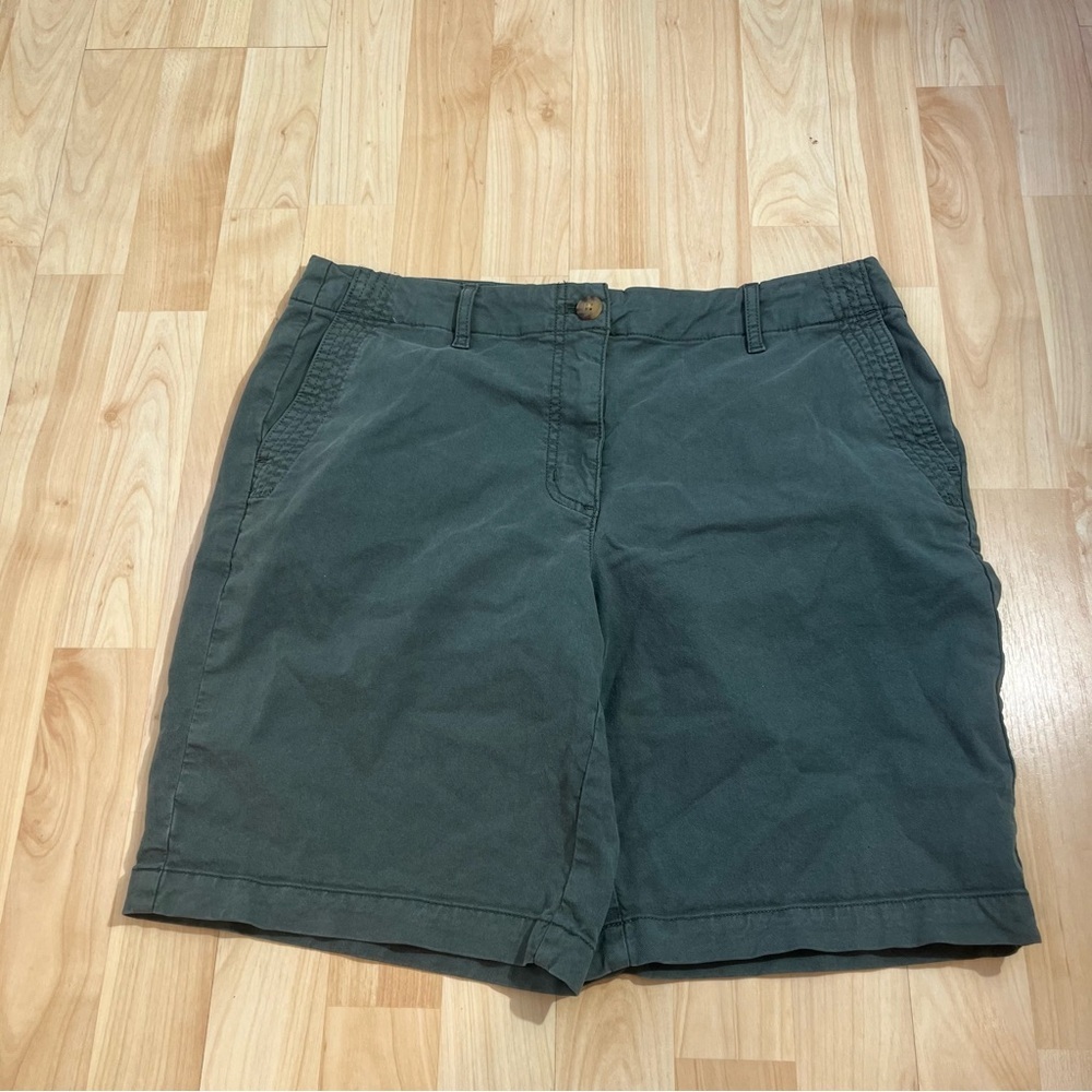 J. Jill Womens Dark Green Cotton Blend Bermuda Shorts Size 10